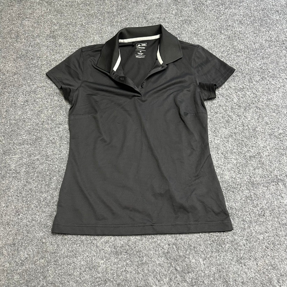 Adidas Polo Womens Size XS Black Climalite Short Sleeve Athletic Golf Shirt